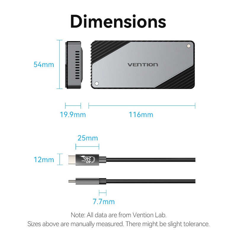 Gabinete SSD M.2 NVMe Vention USB4 - Transferencia 40Gbps