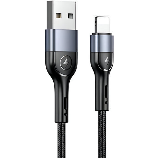 Cable de Datos USAMS SJ448 USB A a Lightning U55 1M Negro Forrado
