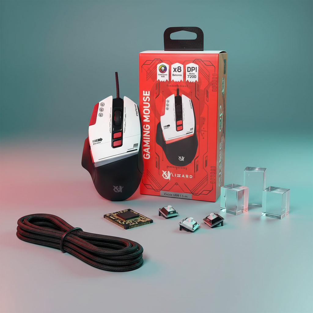 Mouse Gamer X-Lizzard XZZ-MO-05 - Precisión 7200 DPI