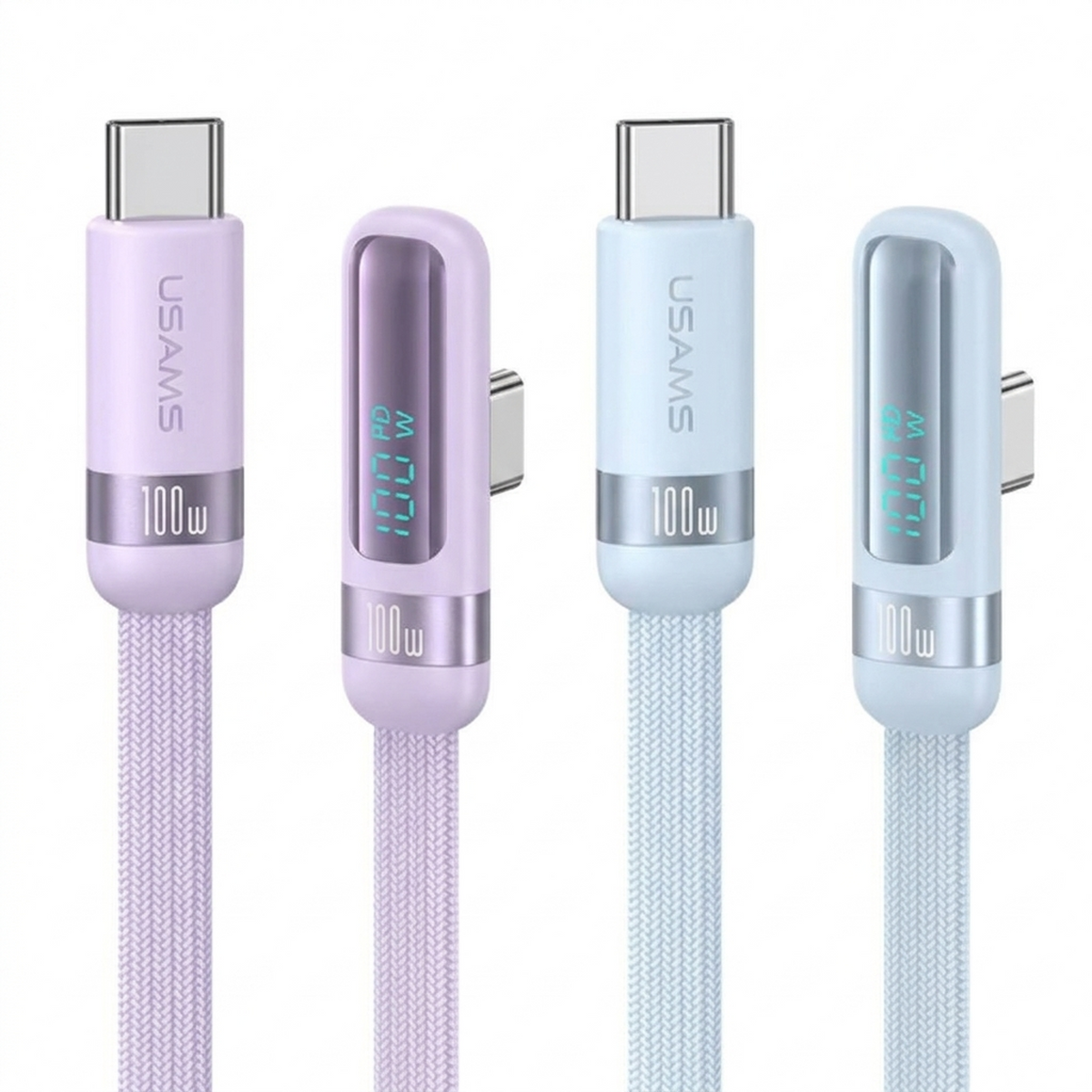 Cable USB-C a USB-C USAMS 1.2m - Carga Rápida 100W con Display Digital