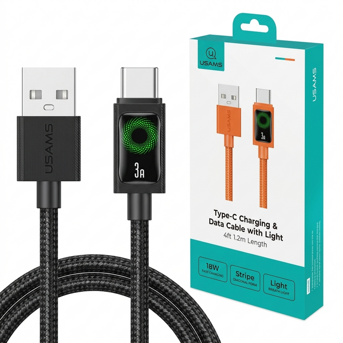 Cable USB-A a USB-C USAMS U92 - Carga Rápida 3A