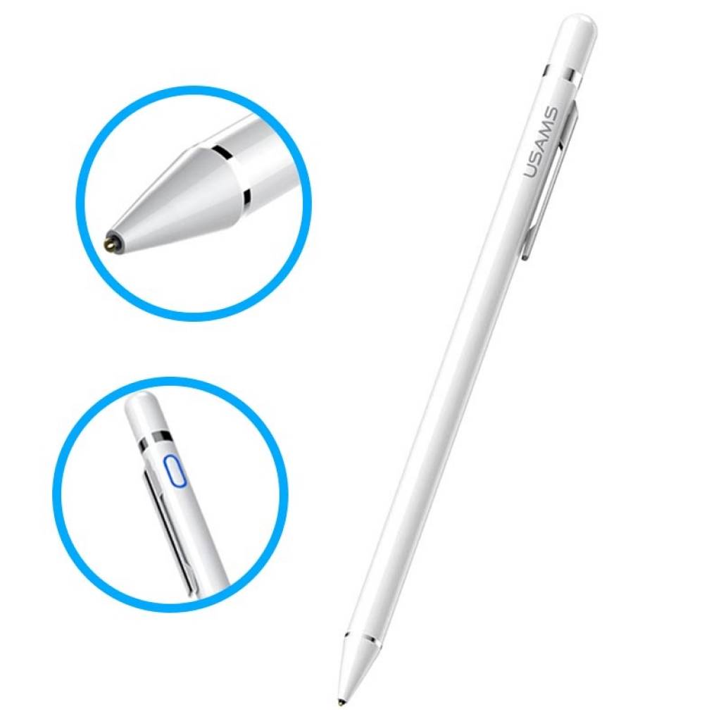 Lápiz capacitivo activo recargable Símil Apple Pen Blanco USAMS ZB135