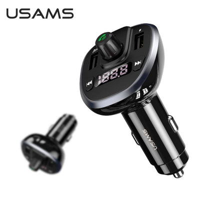 Cargador Auto c/ Transmisor FM 2 USB/3 4A Negro USAMS CC115