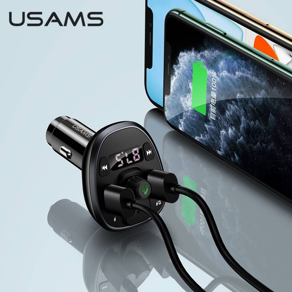 Transmisor FM USAMS CC115 - Bluetooth y Carga Dual USB
