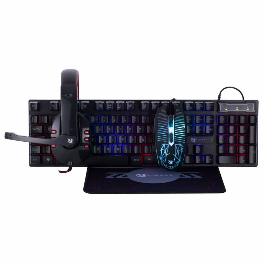 Combo Gamer XZZ-CO-02 Teclado/Mouse/Auricular/Mousepad RGB USB X-Lizzard
