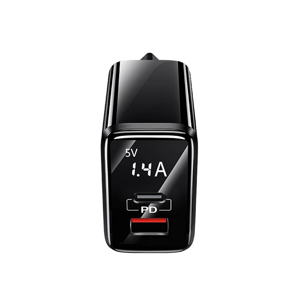 Cargador Pared 20W GaN PD+QC Carga Rápida Negro USAMS CC133 T40