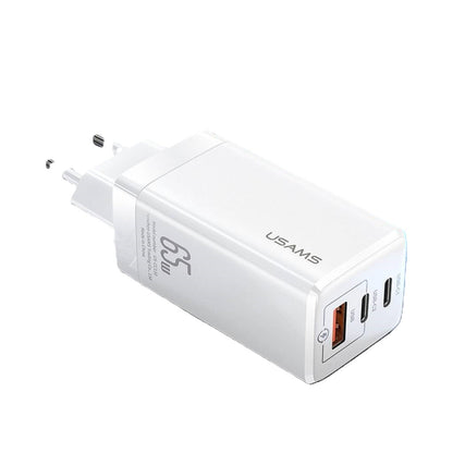Cargador Pared 65W GaN PD Carga Rápida Blanco USAMS CC110 T33