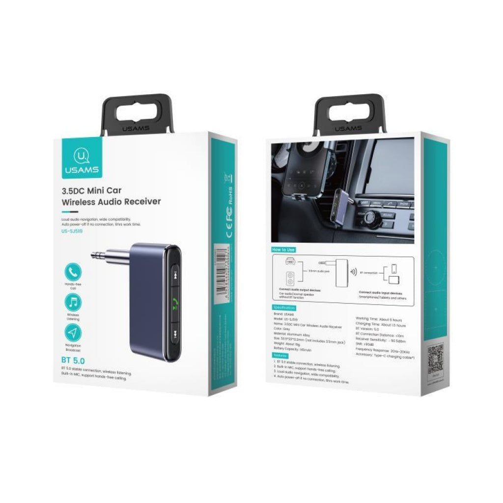 Transmisor FM Bluetooth USAMS SJ519 - Música Inalámbrica y Llamadas Manos Libres
