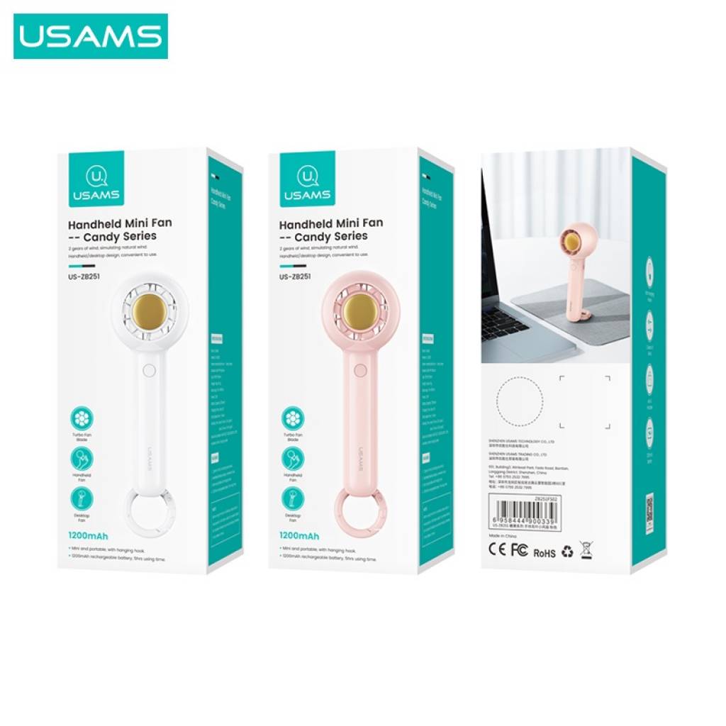 Ventilador Portátil USAMS Candy Series - Batería Recargable