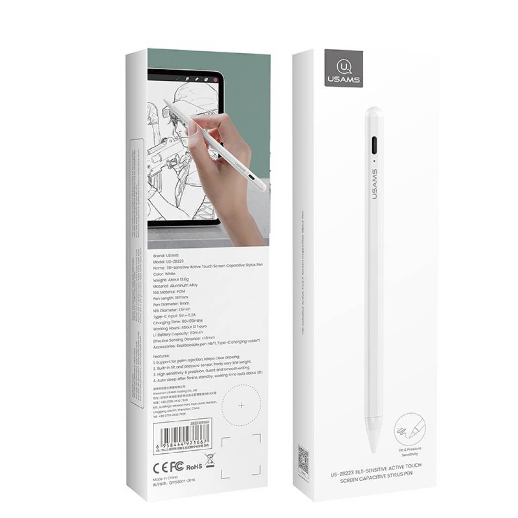 Lápiz capacitivo activo Tiltt Sensitive Blanco Símil Apple Pen USAMS ZB223