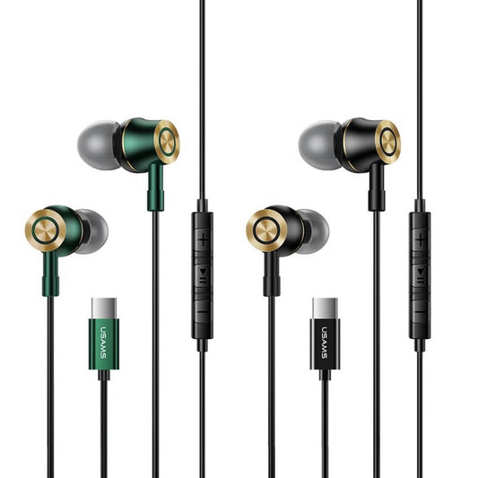 Auriculares Manos libres stereo USAMS EP-43 1 2M Verde Osc. Tipo C