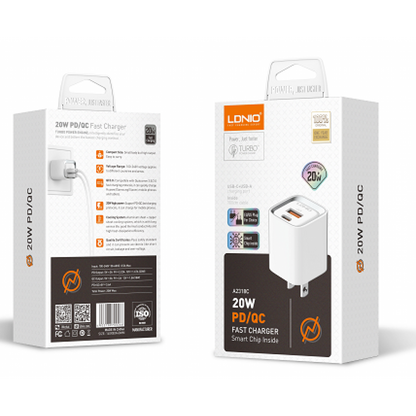 Cargador Pared Lightning 20W PD/QC3.0 para Iphone LDNIO A2318C