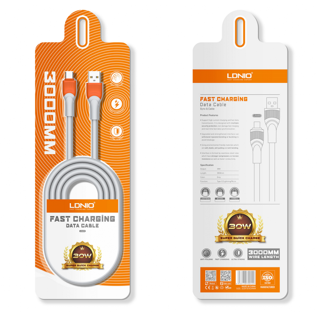 Cable de Carga LDNIO LS603 - Carga Rápida 30W