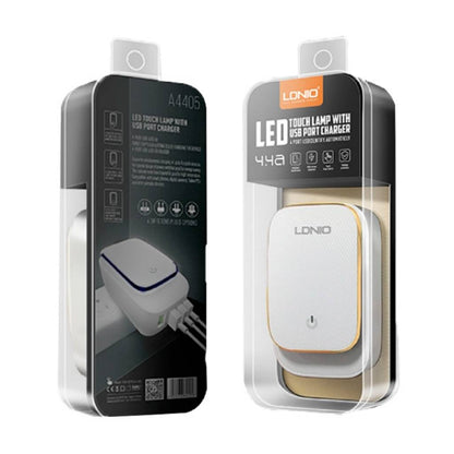 Cargador Pared 4.4A 4 USB con Luz LED y Cable Tipo C LDNIO A4405