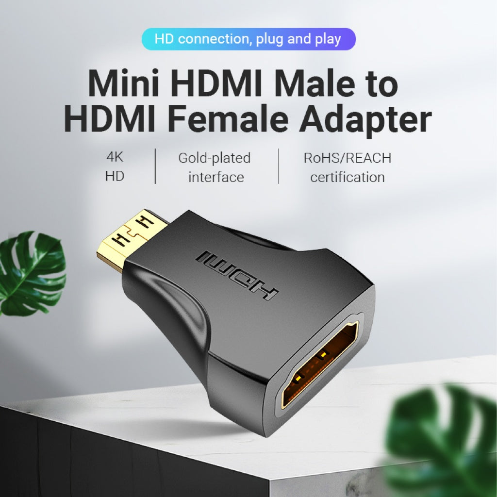 Adaptador Mini HDMI Macho a HDMI Hembra Negro Vention AISB0