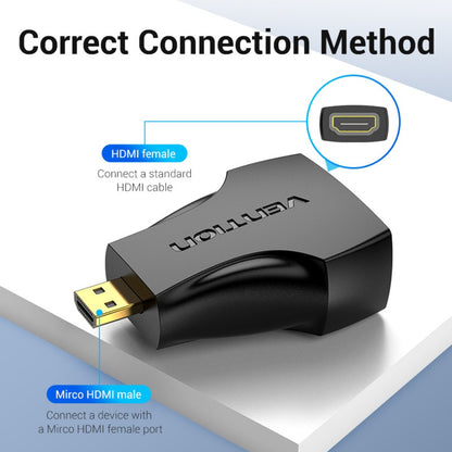 Adaptador Micro HDMI Macho a HDMI Hembra Negro Vention AITB0