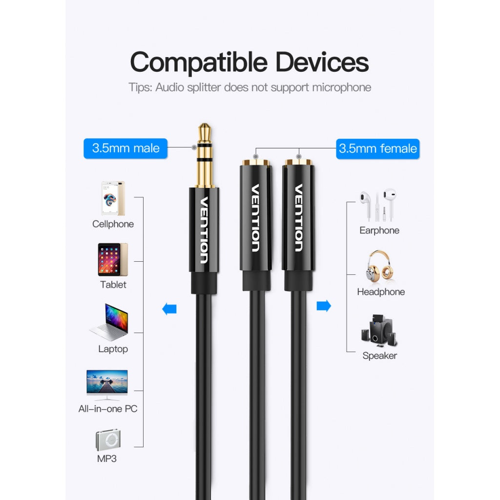 Cable Divisor Vention 3.5mm - Doble Salida de Audio