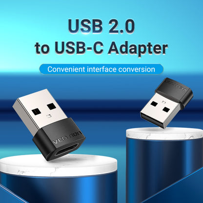 Adaptador USB-A 2.0 a USB-C Macho/Hembra / PVC / Negro CDWB0 Vention