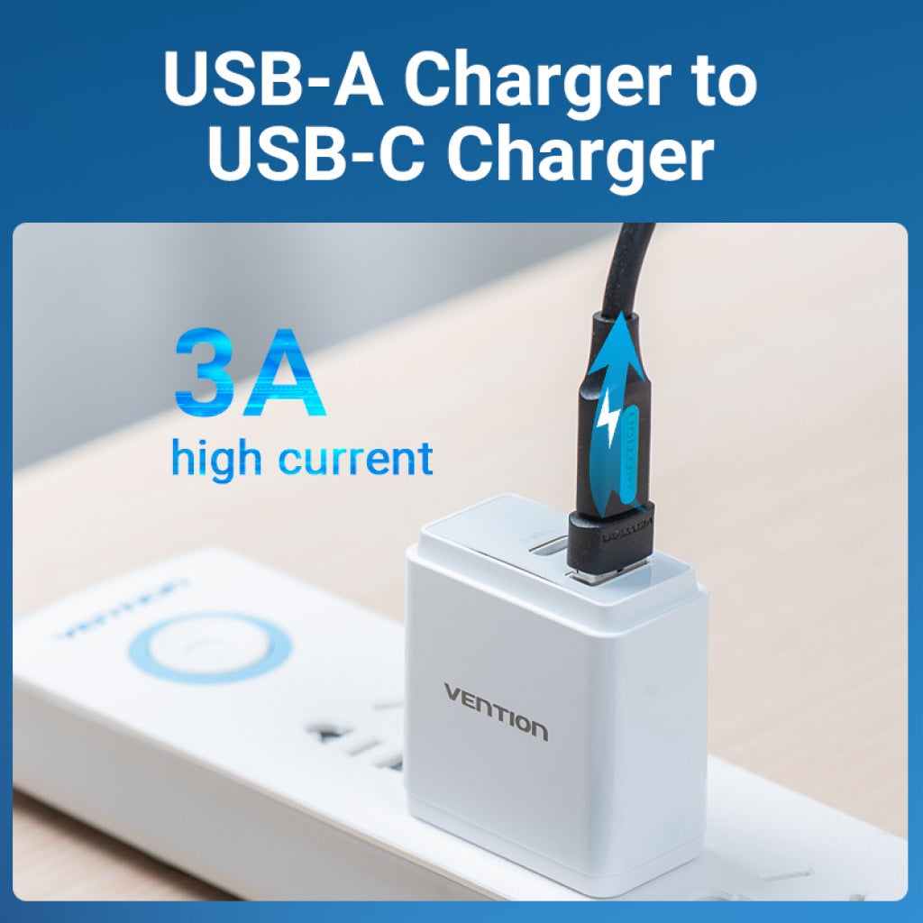 Adaptador USB-A 2.0 a USB-C Macho/Hembra / PVC / Negro CDWB0 Vention