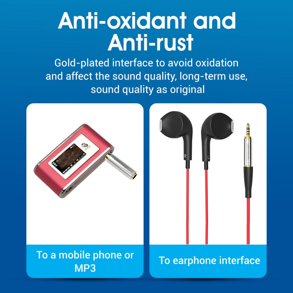 Adaptador de 3.5 mm Hembra a 2.5 mm Macho Dorado Vention VAB-S02