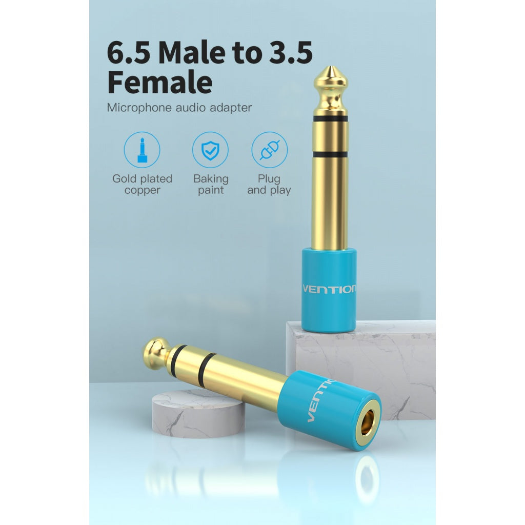 Adaptador de Audio 6.5mm a 3.5mm Macho/Hembra Azul VAB-S01-L Vention