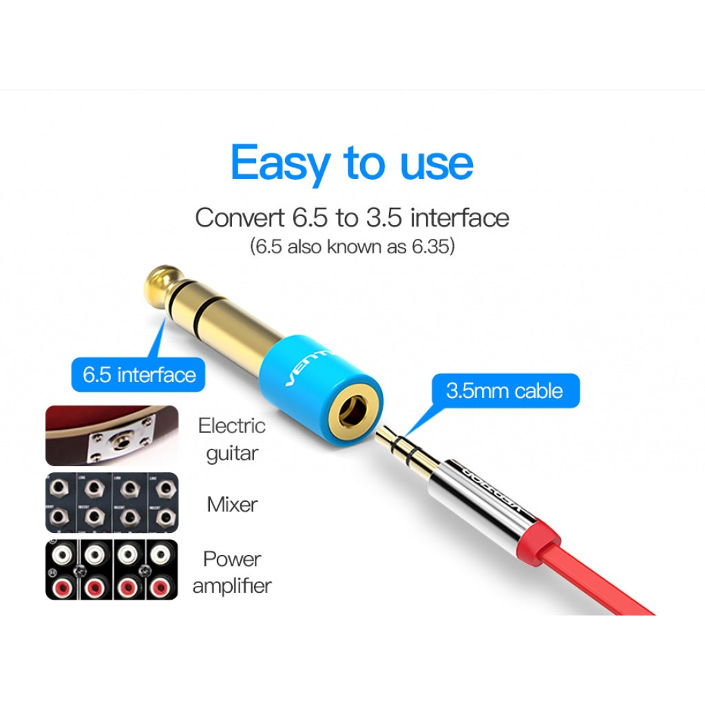 Adaptador de Audio Vention 6.5mm a 3.5mm - Conexión Premium