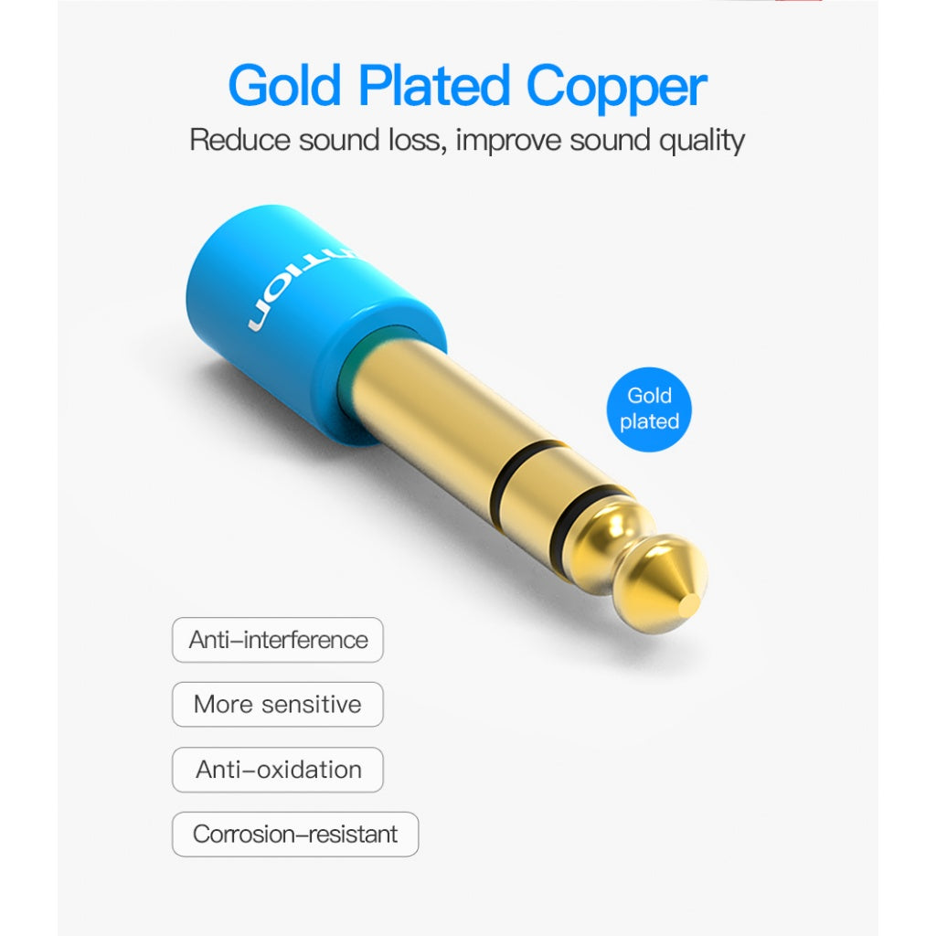 Adaptador de Audio 6.5mm a 3.5mm Macho/Hembra Azul VAB-S01-L Vention