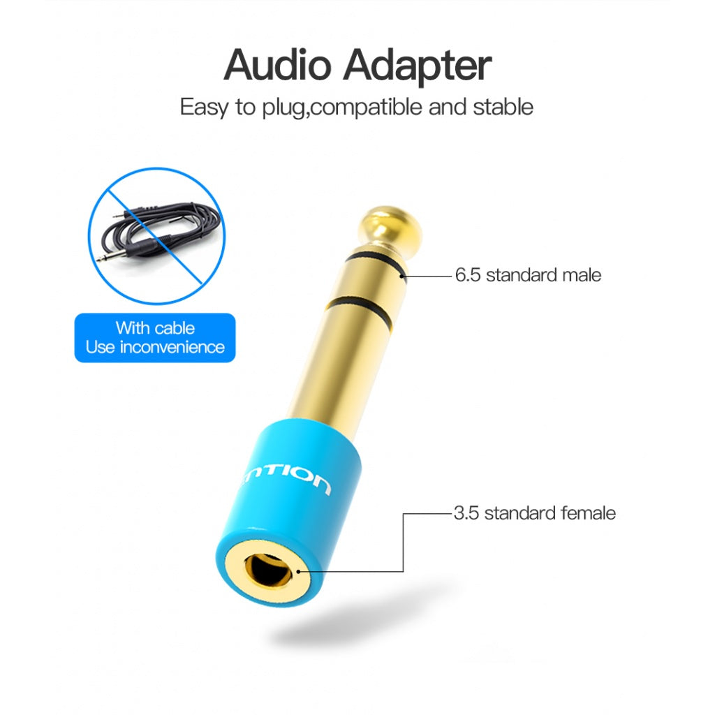 Adaptador de Audio Vention 6.5mm a 3.5mm - Conexión Premium