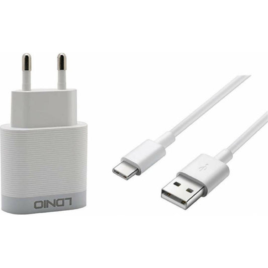 Cargador Pared 18W 1USB QC3.0 Carga Rápida Blanco Tipo C LDNIO A303Q