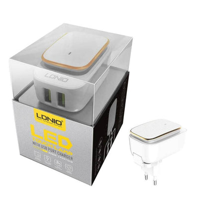 Cargador Pared 2 USB con Luz LED y Tipo C LDNIO A2205