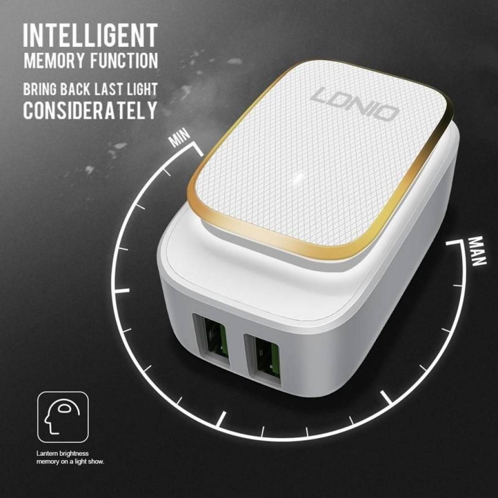 Cargador de Pared LDNIO A2205 - Carga Multipuerto con Luz LED