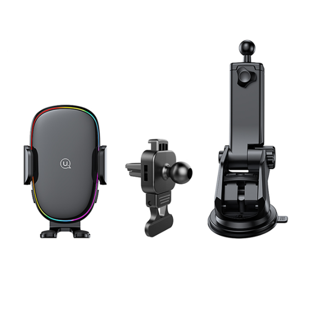 Cargador Inalámbrico Auto 15W USAMS CD187 - Con Ventosa y Luces de Colores