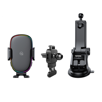 Cargador Inalámbrico Auto 15W USAMS CD187 - Con Ventosa y Luces de Colores