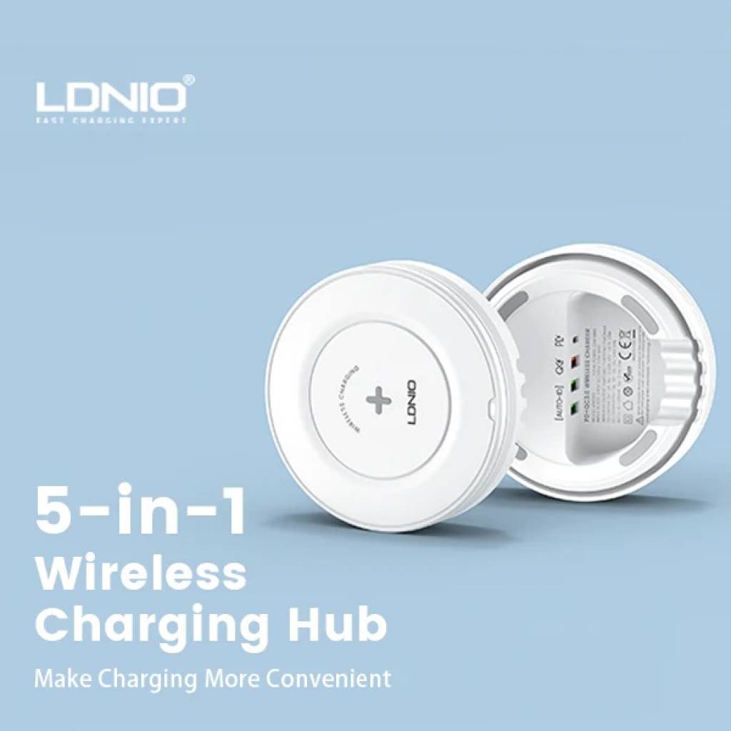 Cargador Inalámbrico de Escritorio 5 en 1 32W PD30W+ QC18W+2Auto-ID LDNIO AW003