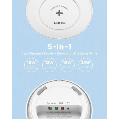 Cargador Inalámbrico de Escritorio 5 en 1 32W PD30W+ QC18W+2Auto-ID LDNIO AW003