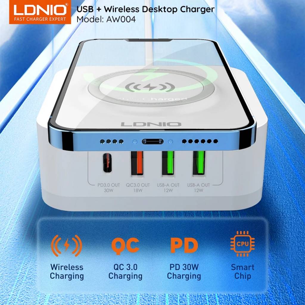Cargador Inalámbrico LDNIO AW004 - Carga Rápida 32W