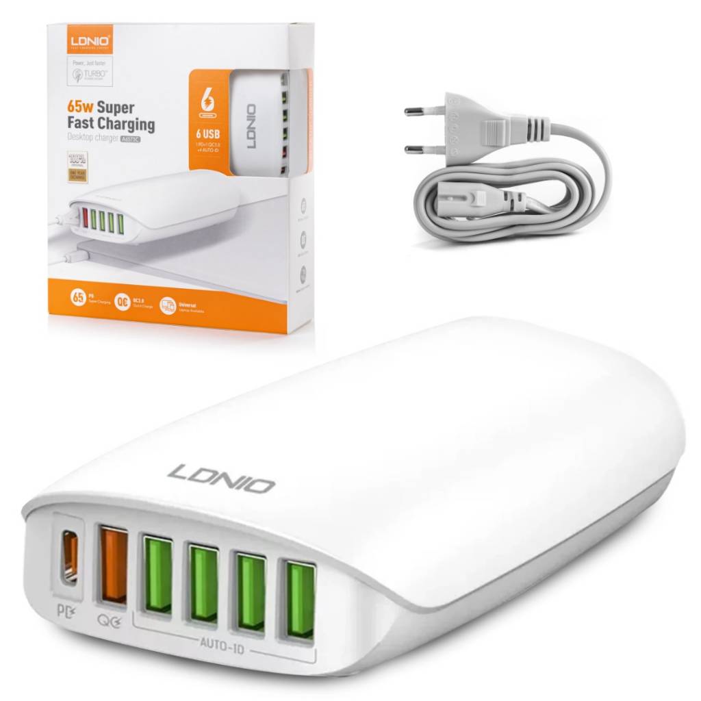 Cargador de Pared LDNIO A6573C - Carga Rápida 65W