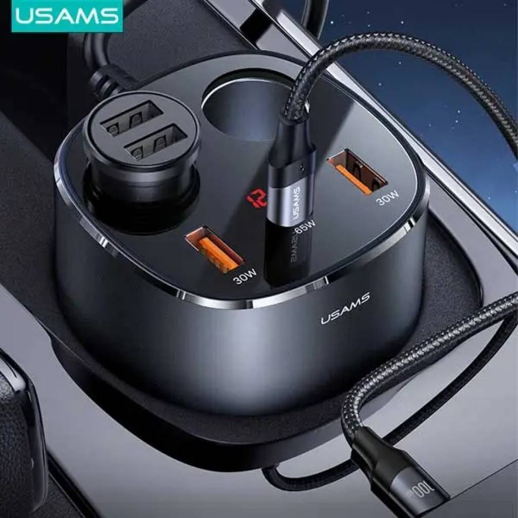 Cargador Auto CC151 245W Dual USB A + USB-C Negro USAMS