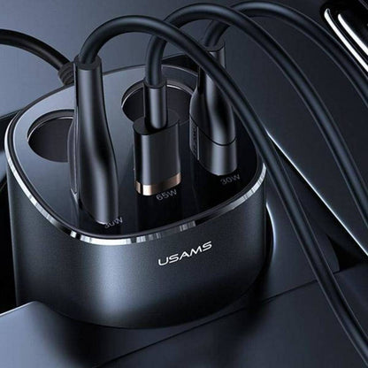 Cargador Auto CC151 245W Dual USB A + USB-C Negro USAMS