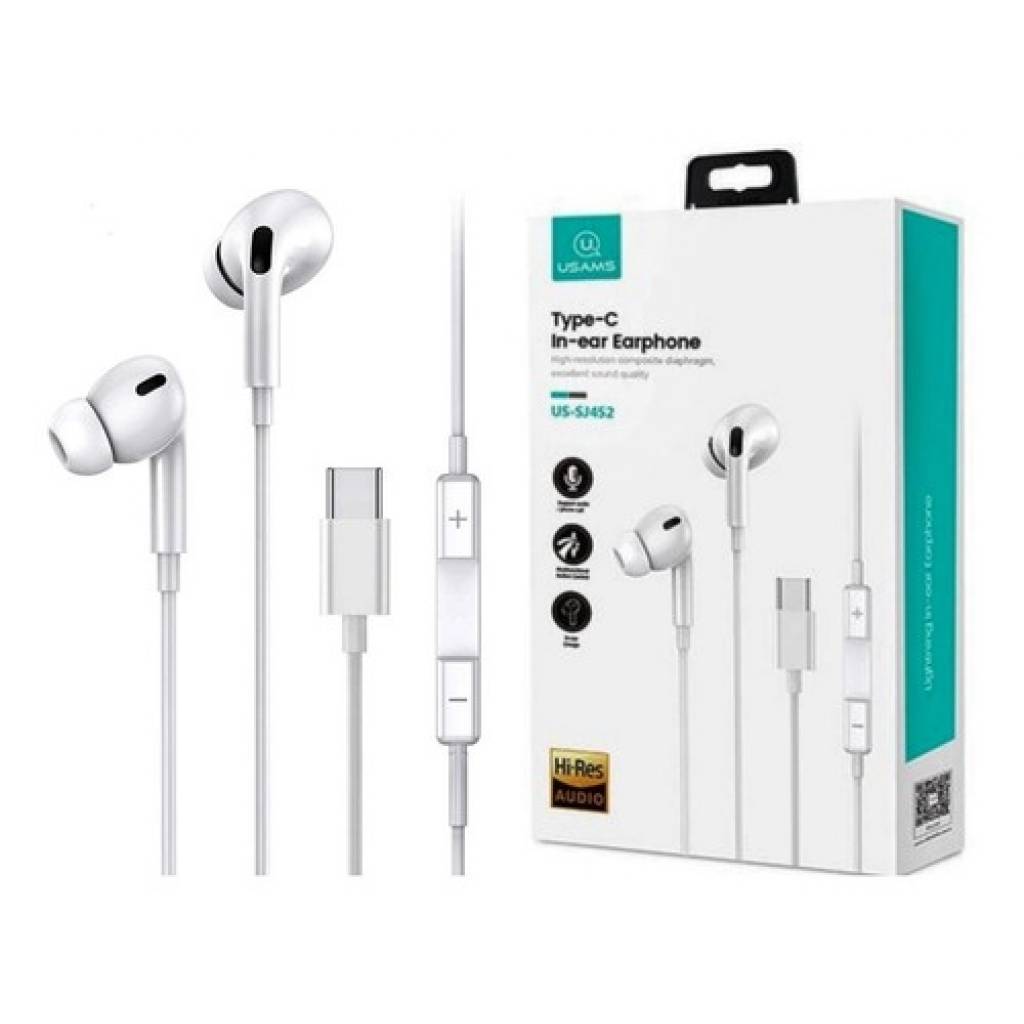 Auriculares USAMS SJ452 - Sonido Estéreo y Manos Libres USB-C