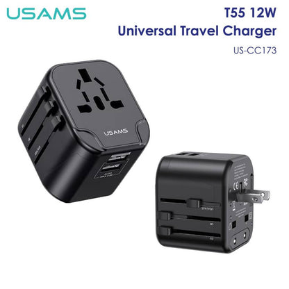 Cargador de viaje USAMS CC173 T55 10W 2 USB Negro