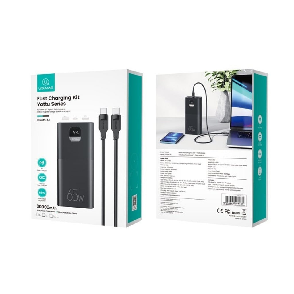 Power Bank USAMS 30.000mAh - Carga Rápida 65W