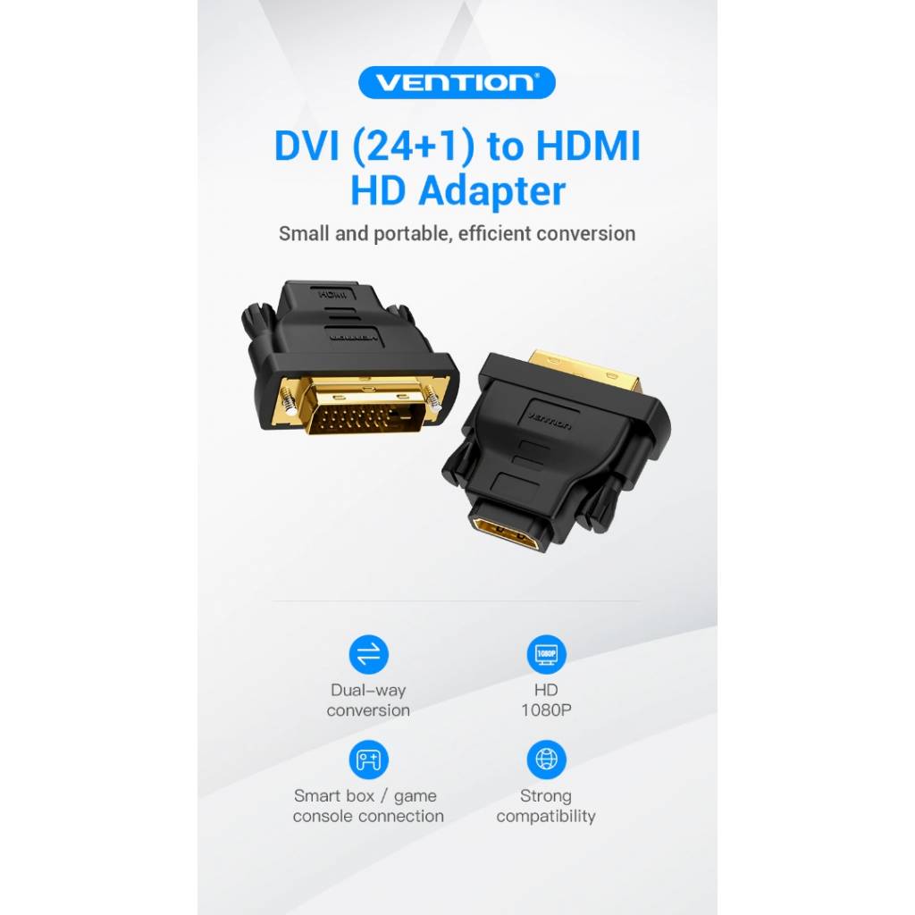 Adaptador DVI a HDMI Macho/Hembra / Negro ECDB0 Vention