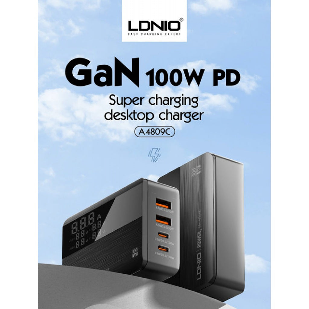 Cargador de Pared LDNIO GaN - Carga Rápida 100W