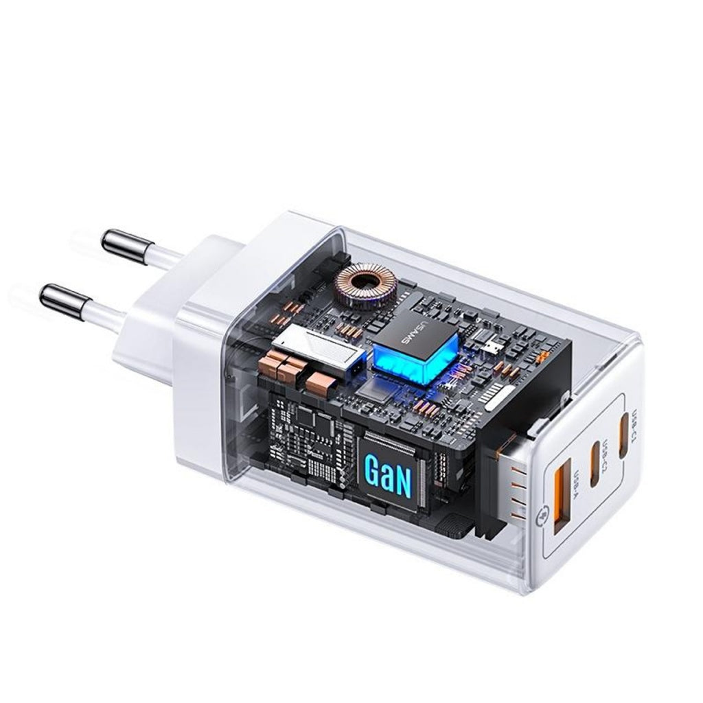 Cargador de Pared USAMS CC180 65W GaN con 3 Puertos de Carga Rápida