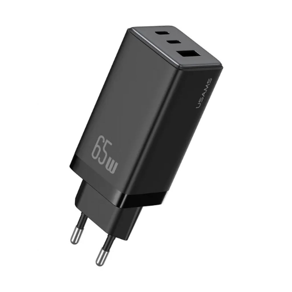 Cargador de Pared USAMS CC180 65W GaN con 3 Puertos de Carga Rápida