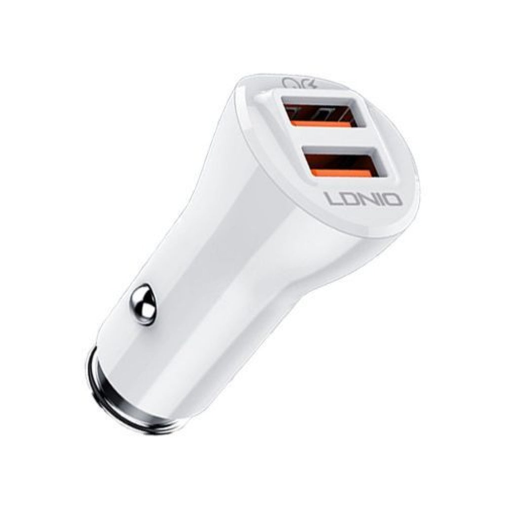 Cargador Auto 36W Dual QC3.0 Tipo C Blanco LDNIO C511Q
