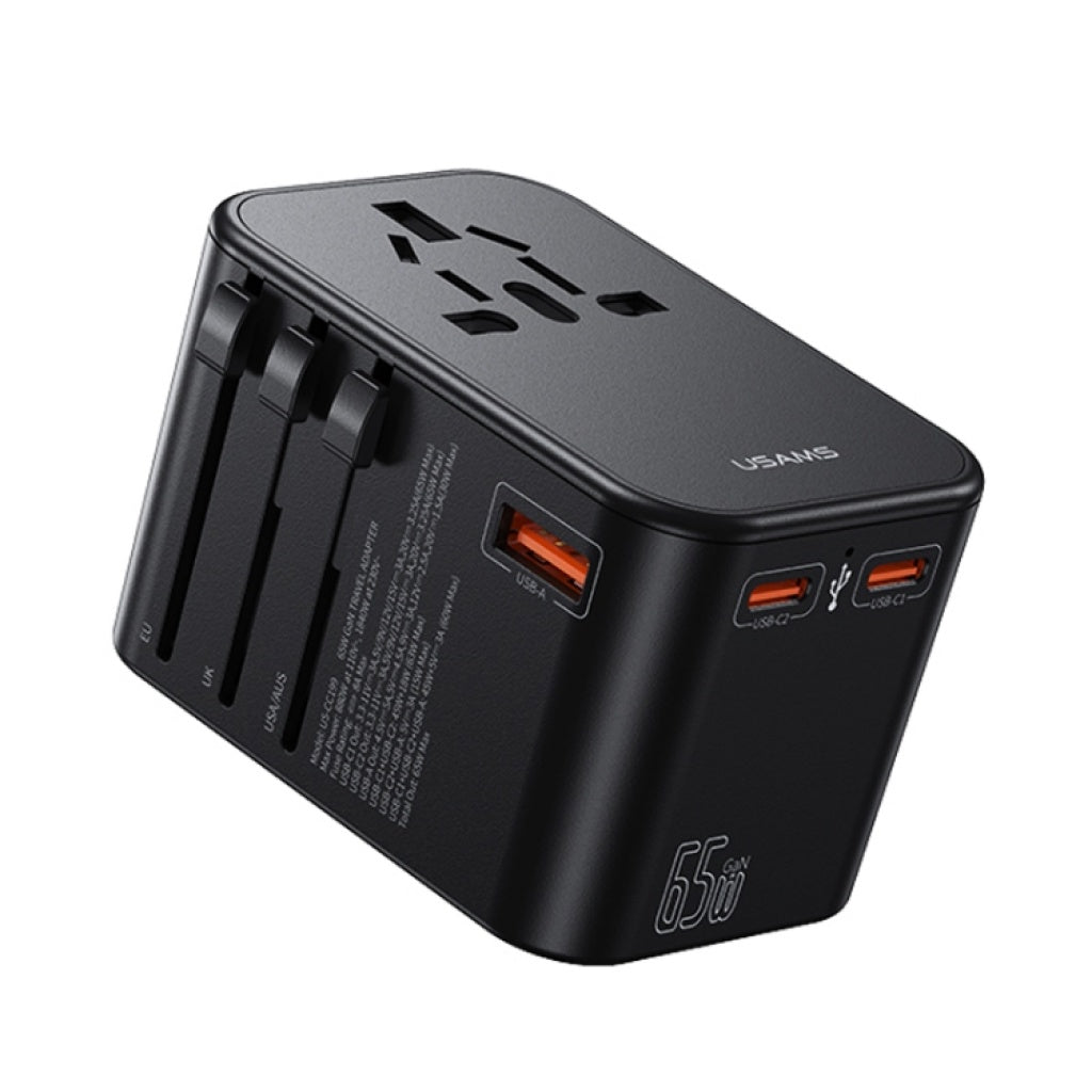 Cargador de Viaje T62 65W 2 USB C + USB Negro USAMS CC199