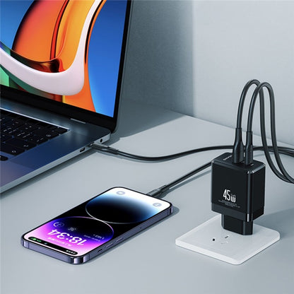 Cargador de viaje T58 45W USB A + USB C GaN USAMS CC178