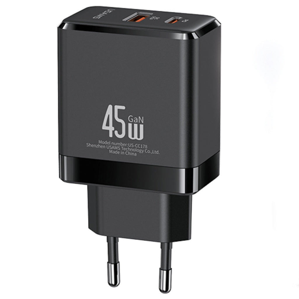 Cargador de Pared USAMS T58 - Carga Rápida 45W GaN